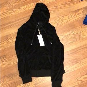 Velour Black Zip-Up Hoodie